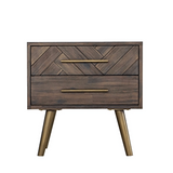LEAH Herringbone Acacia Solid Wood Bedside Table Chest of Drawers Nordic