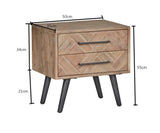 ZACHARY Herringbone Bedside Table Modern Solid Wood
