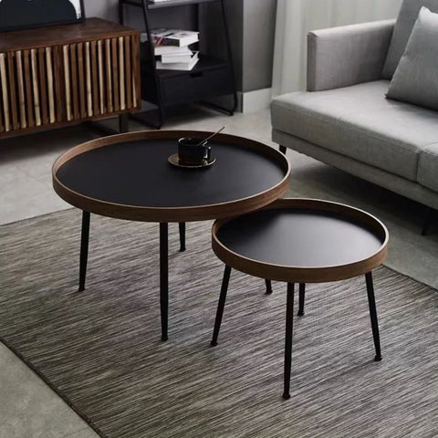 COMO Black Walnut Round Nesting Coffee Tables