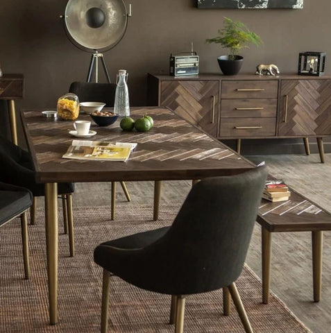 ELODIA Herringbone Acacia Dining Table