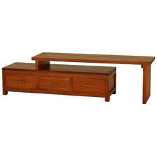 French Riviera Paris+3+Drawer+Extendable+Entertainment+Unit Light Pecan Color