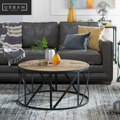 TORONTO Industrial Solid Wood Round Coffee Table