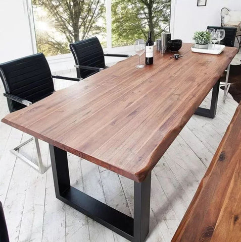WAREHOUSE SALE AUBREY Modern Industrial Solid Wood Dining Table  ( 4 Color Selection ) Special Price $499 - 899