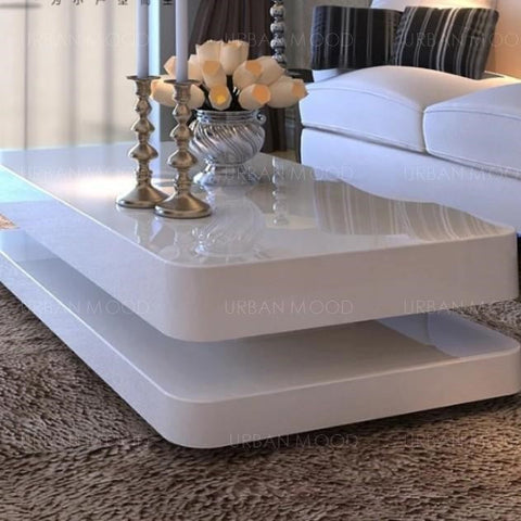 MILA Contemporary Glossy Piano White Coffee Table
