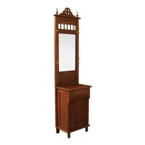 Mary 1 Door 1 Drawer Carved Hall Stand Chocolate and Mahogany Color RMY238HS 101 CV