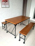 ARTHUR Industrial Solid Wood Dining Table & Bench