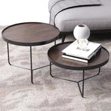 CYPRESS Solid Wood Round Nesting Coffee Tables