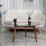 DUMO Round Glass Solid Wood Coffee Table
