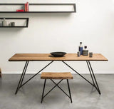 FLYNN Modern Industrial Ultra Slim Solid Wood Dining Table