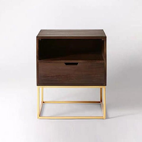 JOLAN Rustic Solid Wood Bedside Table