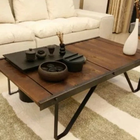 STAMMER Industrial Solid Wood Coffee Table