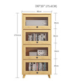 Brielle Glass Display Cabinet Bookcase Solid Wood ( Natural Color )