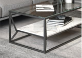 Modern Industrial Glass Top Coffee Table