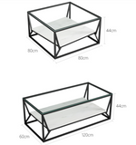 Modern Industrial Glass Top Coffee Table