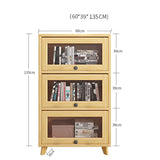 Brielle Glass Display Cabinet Bookcase Solid Wood ( Natural Color )