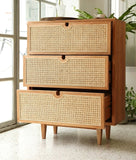 Dakota RITZ Japanese Chest of Drawers Cabinet Rattan Solid Wood Colour Walnut Cherry Natural