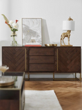 DELANEY Herringbone Solid Wood American Ash Acacia Sideboard Buffet Cabinet