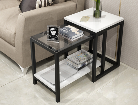 KENSINGTON Contemporary Glass Side Drawer Table