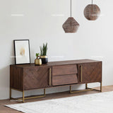 ZOE Herringbone American Ash Acacia Wood TV Console Nordic Retro Solid Wood