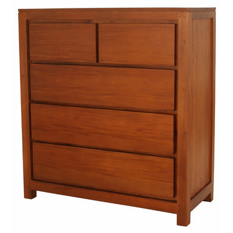 Ava Andrea 5 Drawer TallBoy Chest of Drawers Light Pecan Color RMY238