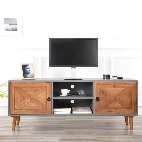 GREYSTONE Industrial Solid Wood TV Console