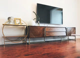 (Clearance) HERMIONE Herringbone Acacia Wood TV Console