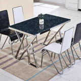 HISAKI Marble + Chrome Dining Table And Chairs