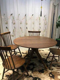 HACKEN Solid Wood Wishbone Round Dining Table