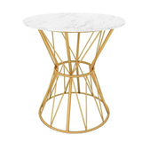 LESLIE Marble Wireframe Round Hourglass Side Table