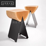 ROVEN Modern Industrial Solid Wood Stool