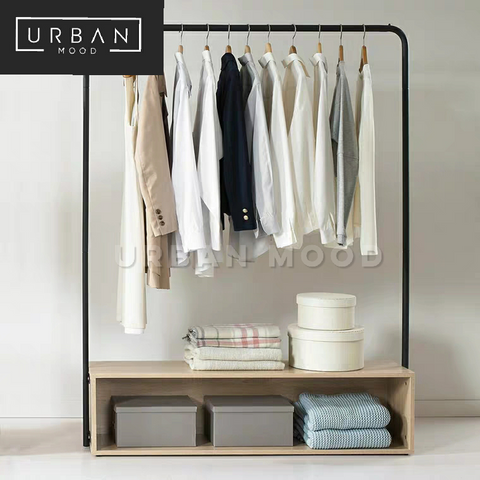 Wooden Clothes Rack (Without Shelf) - Solid Oak – Mood