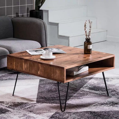 MANOLO Modern Industrial Solid Wood Coffee Table