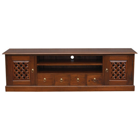 Mary Carved TV Console  200cm Entertainment Unit in Mahogany or Chocolate Color RMY238SB 204 CV