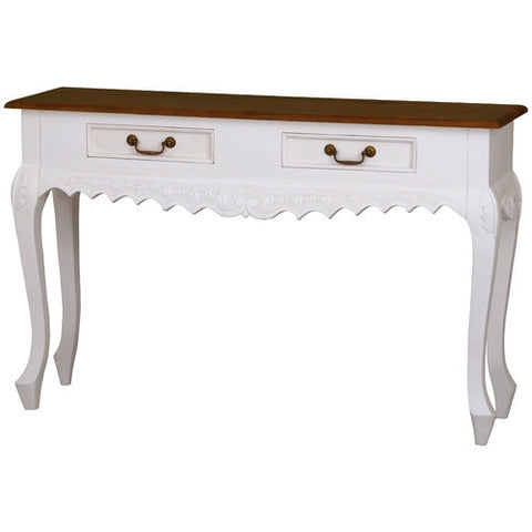 Mary French White Console Table Carved 2 Drawer Sofa Table RMY238