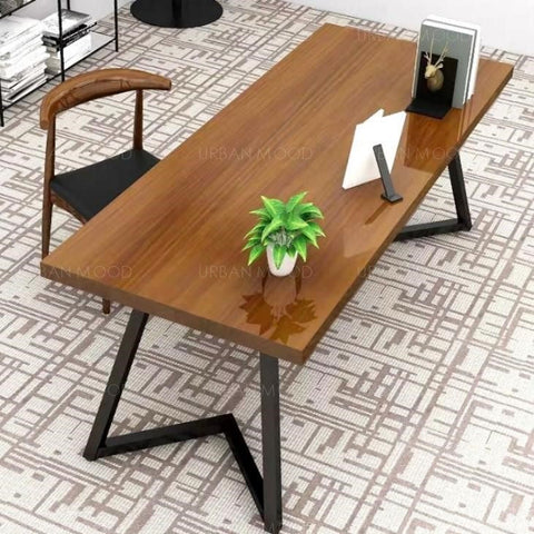 NELLY Modern Rustic V Frame Wooden Office Table