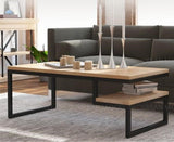 ODYSSEY Rustic Industrial Pine Wood Coffee Table