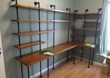 PIPER Modern Industrial Solid Wood Study Table + Shelves