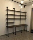 PIPER Modern Industrial Solid Wood Study Table + Shelves