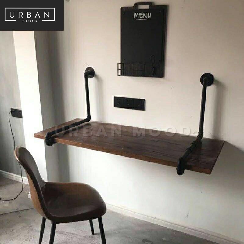 RAIL Industrial Solid Wood Pipe Study Table – RoomyRoom.com ...
