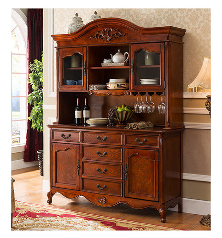 SOPHIE BOSTON Glass Display Buffet Hutch American Classic Solid Wood Wine Cabinet ( 10 Size and Design )