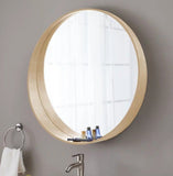 (Clearance) HARLET Solid Wood Round Wall Mirror