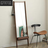 GRAM Rustic Solid Wood Standing Mirror Shelf