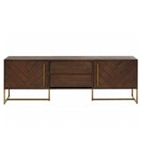 ZOE Herringbone American Ash Acacia Wood TV Console Nordic Retro Solid Wood