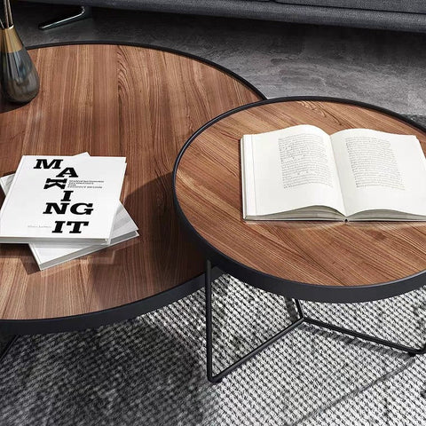 CYPRESS Solid Wood Round Nesting Coffee Tables