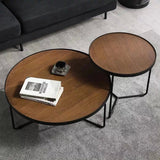 CYPRESS Solid Wood Round Nesting Coffee Tables