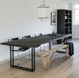 HALEY Modern Industrial Solid Wood Dining Table