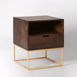 JOLAN Rustic Solid Wood Bedside Table