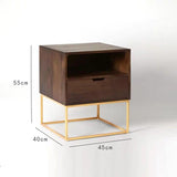 JOLAN Rustic Solid Wood Bedside Table